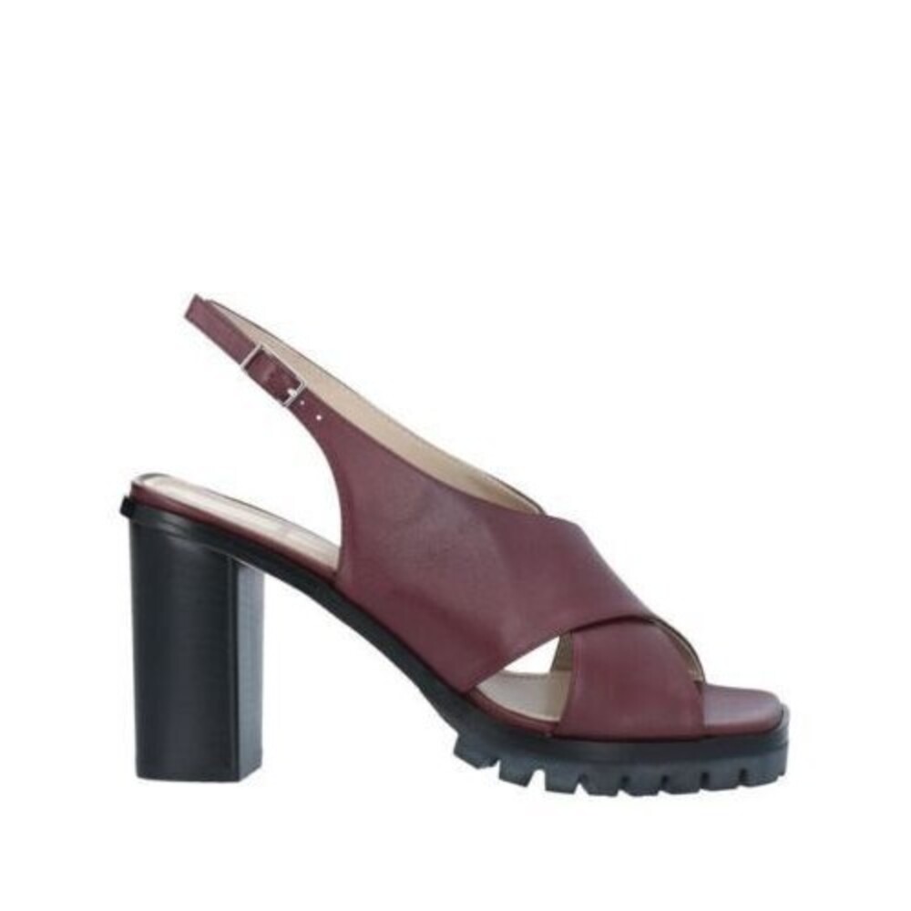 Theory Women's Lug Cross Heel Slingback Heels Sandals 36 NIB 498 Burgundy